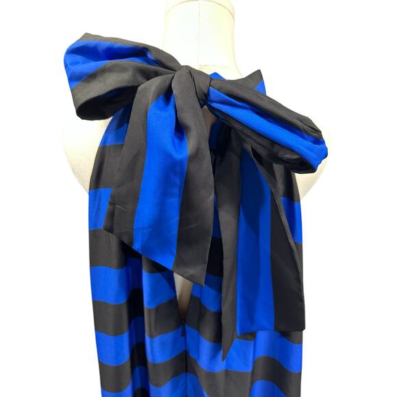Alice + Olivia Blue and Black Striped Halter Maxi Dress - Picture 10 of 11